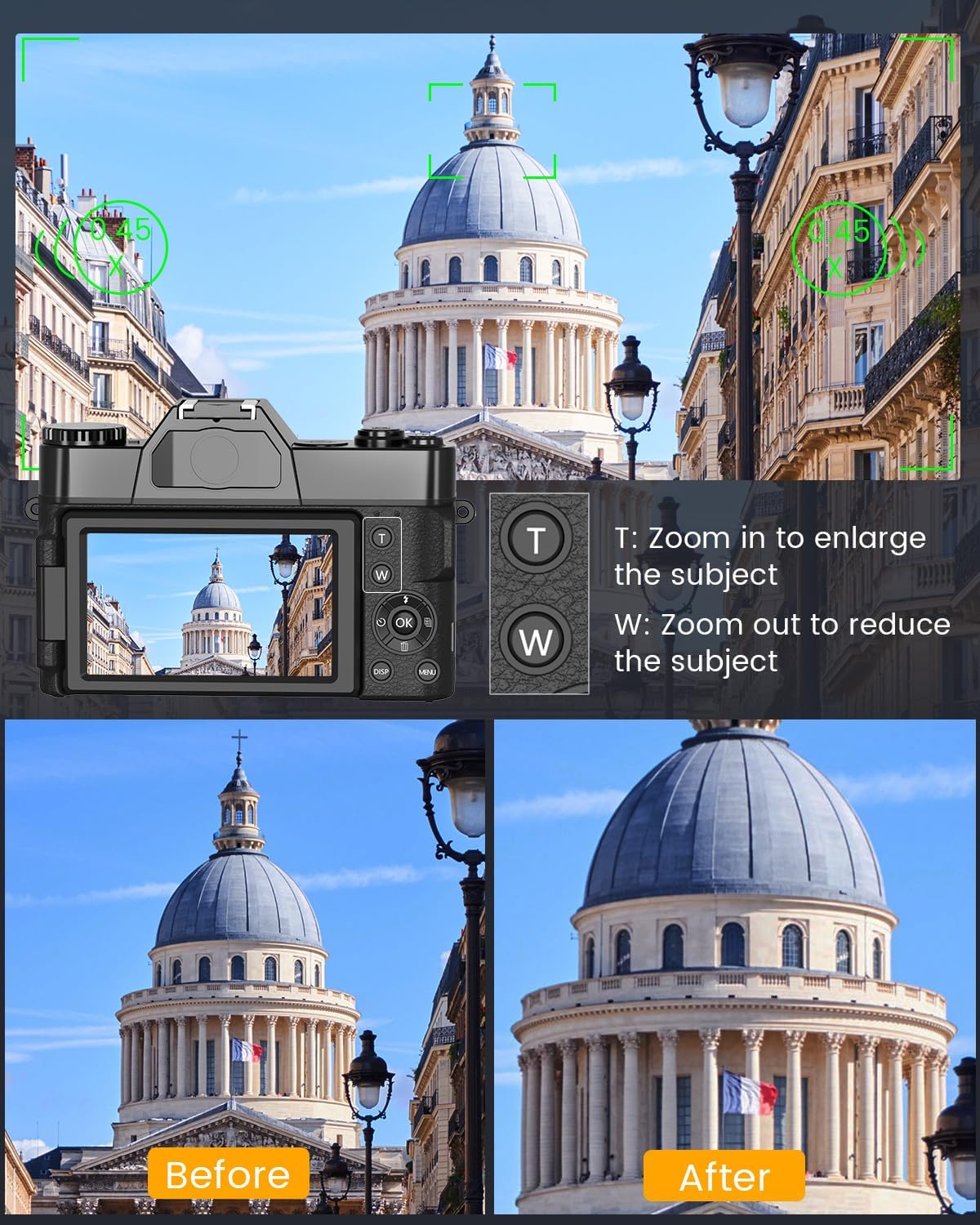 2024 Upgrade VJIANGER Digital Camera for Photography 4K 56MP Vlogging Camera for YouTube with WiFi, 180° Flip Screen, 16X Digital Zoom, 52mm Lens, 2 Batteries, 32GB Micro SD Card(Black) - Image 4