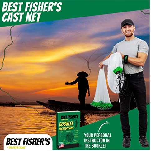 American Pro Cast Net - 4ft/6ft/8ft/10ft/12ft - 3/8" Mesh - Real Lead 1-lbs/ft Double Line - 2024 Upgraded & Optimized - Old Salt Premium Cast Nets for Fishing - E-Book & Utility Box Included - Image 5