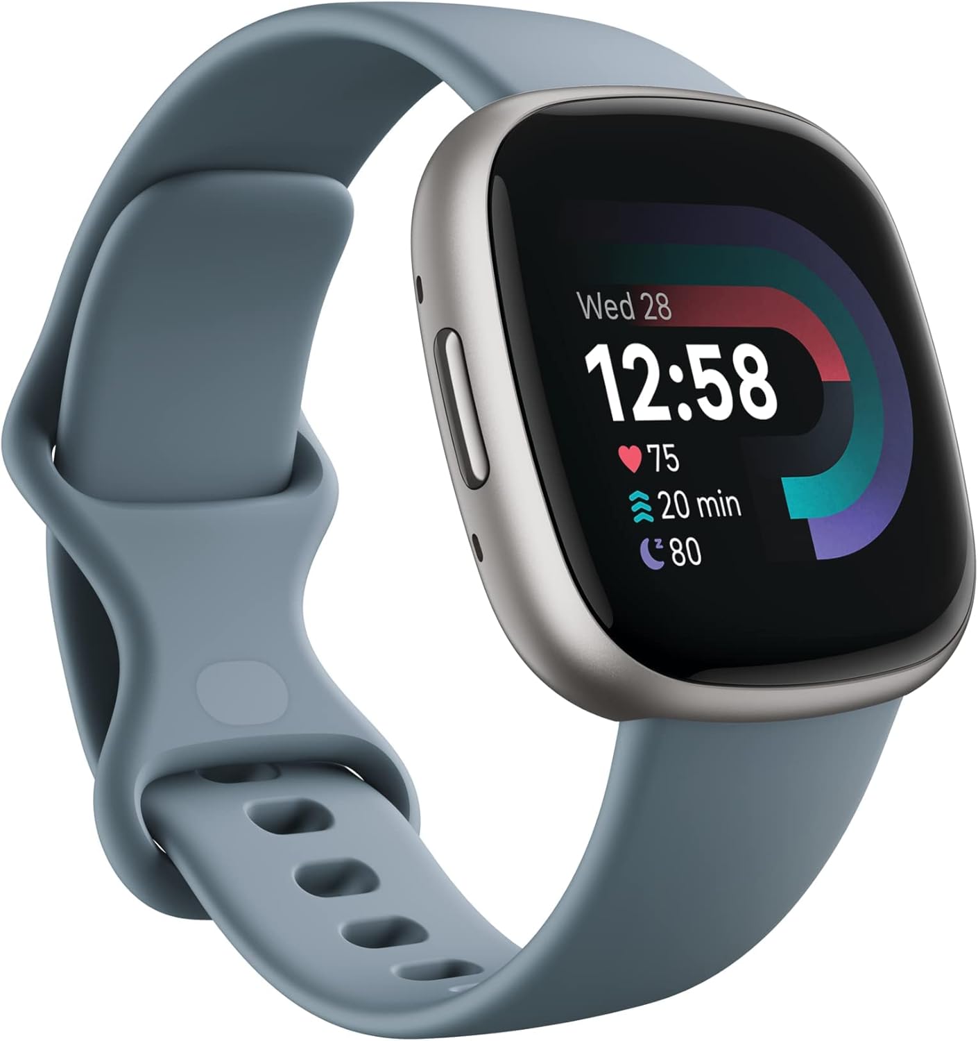 Fitbit Versa 4 Fitness Smartwatch with Daily Readiness, GPS, 24/7 Heart Rate, 40+ Exercise Modes, Sleep Tracking and more, Waterfall Blue/Platinum, One Size (S & L Bands Included) - Image 9