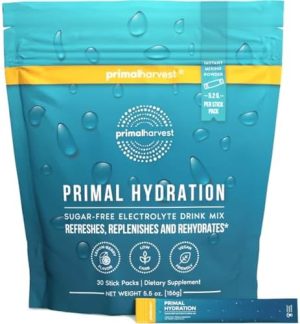 Primal Harvest Electrolytes Powder Packets Primal Hydration, Easy Open Packets, Energy Drink Mix (Lemon Berry, 30 Packs) (1 Bag)