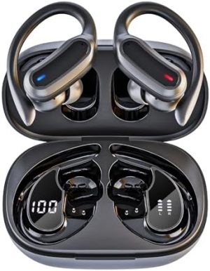 Wireless Earbuds, Bluetooth 5.3 Headphones, True Wireless Stereo Earphones with IPX6 Waterproof, Noise Cancelling Mic, Fast Charging and Comfort Fit Ear Buds for Sports, Workouts - Black